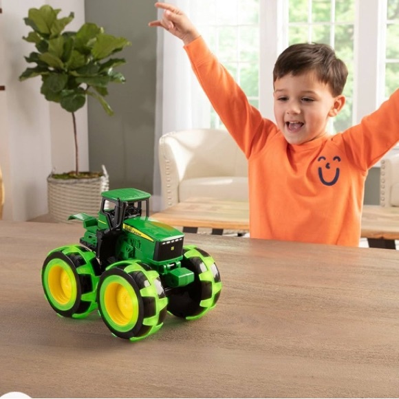 John Deere Tractor Monster Truck Treads Lightning Wheels Farm Play Vehicle - Picture 3 of 12